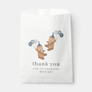 Boy Twins - Bears Party Hats - 1st Birthday Favor Bag