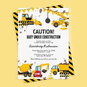 Baby under hot sale construction invitations