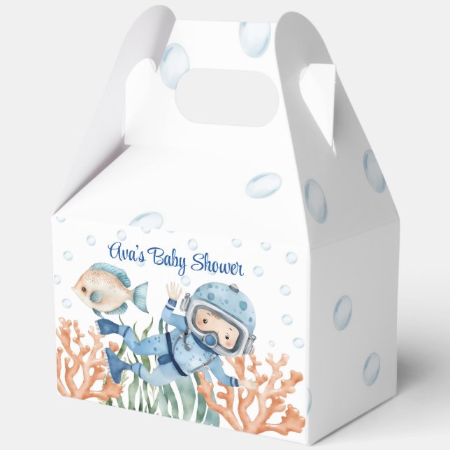 Boy Under The Sea Baby Shower Favor Boxes (Back)