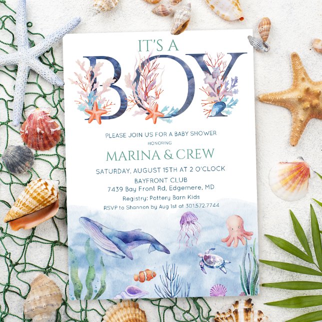 Boy Under the Sea Baby Shower Invitation (Creator Uploaded)