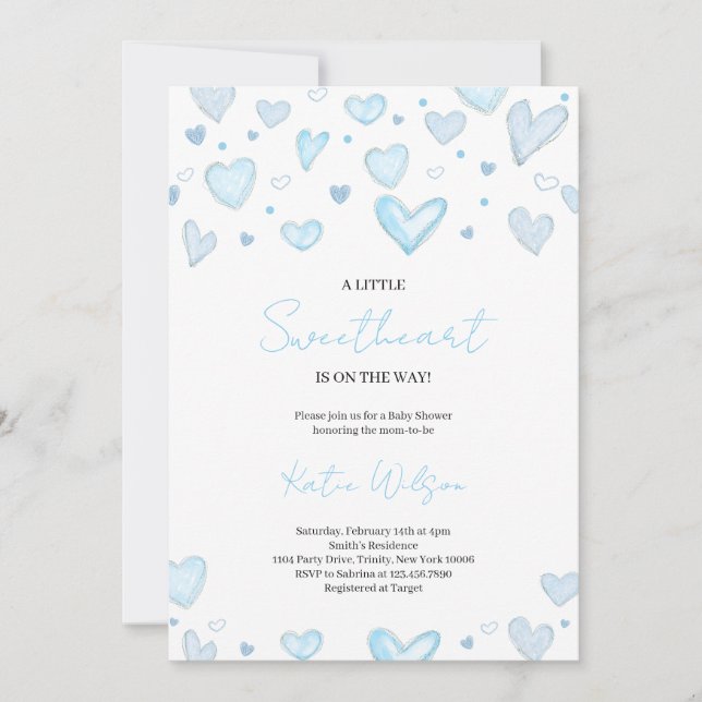 Boy Valentine Baby Shower Invitation (Front)