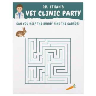 Boy Vet Birthday Bunny Maze Puzzle Kids' Activity Letterhead