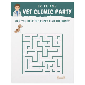 Boy Vet Birthday Maze Logic Puzzle Kids' Activity Letterhead