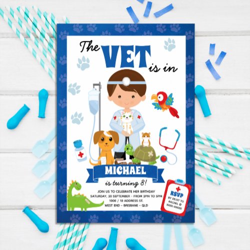 Boy Vet Birthday Party Invitation