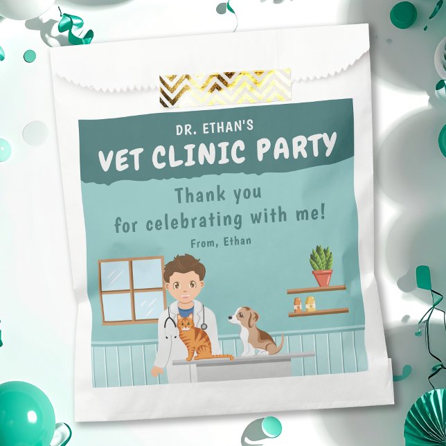 Boy Veterinarian Animal Clinic Birthday Thank You Favor Bag (Creator Uploaded)