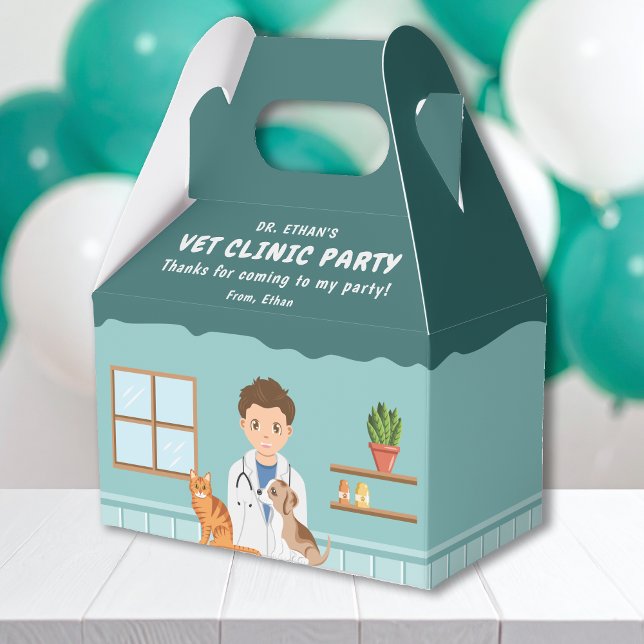Boy Veterinarian Animal Clinic Birthday Thank You Favor Boxes (Creator Uploaded)