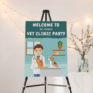 Boy Veterinarian Animal Hospital Birthday Welcome Foam Board