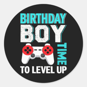 Boy Video Game Birthday Party Classic Round Sticker