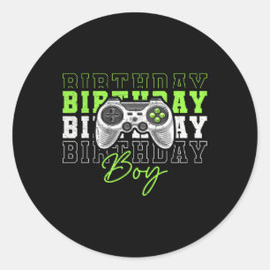 Boy Video Game Birthday Party For Boys Kids  Classic Round Sticker