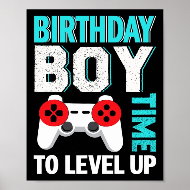 Boy Video Game Birthday Party  Poster (Front)