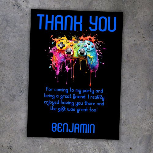 Boy Video Game Party Thank You Card