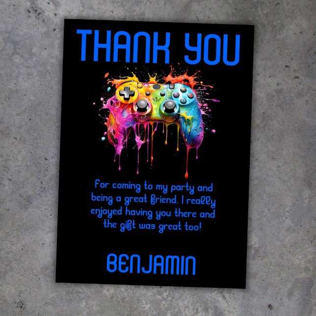 Boy Video Game Party Thank You Card (Creator Uploaded)