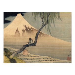 Boy Viewing Mount Fuji by Katsushika Hokusai Photo Print