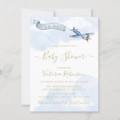 Boy Vintage Airplane Baby Shower Invitation (Front)