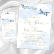 Boy Vintage Airplane Baby Shower