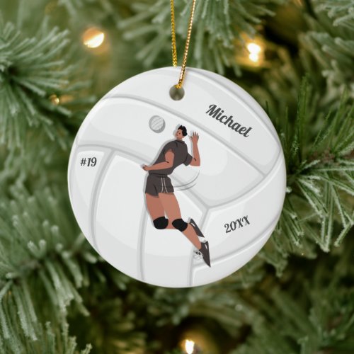 Boy Volleyball Player Kid Name Jersey Team Number  Ceramic Ornament