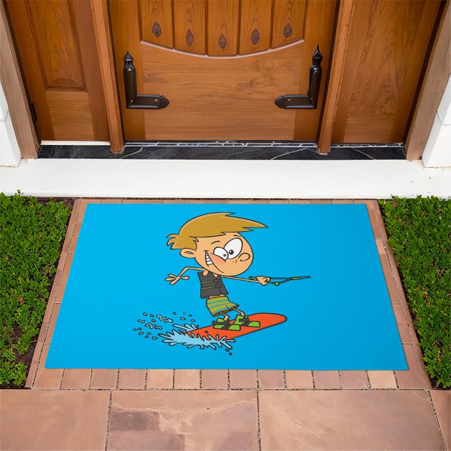 Boy Wakeboarding Fun Summer Water Sports Doormat (Creator Uploaded)