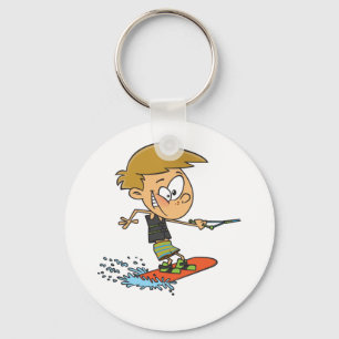 Boy Wakeboarding Fun Summer Water Sports Keychain