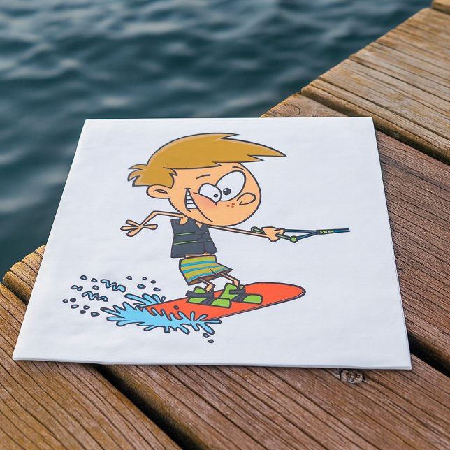 Boy Wakeboarding Fun Summer Water Sports Napkins (Creator Uploaded)