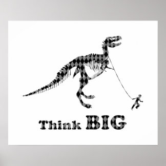 Boy Walking A Tyrannosaurus Rex ~ Think Big Poster