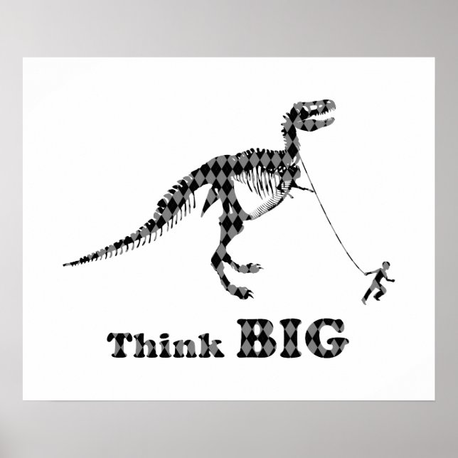Boy Walking A Tyrannosaurus Rex ~ Think Big Poster (Front)
