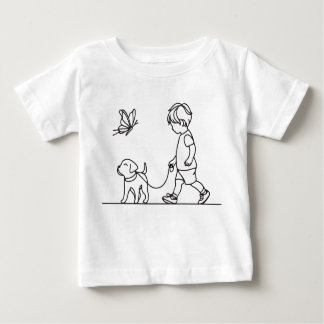 Boy walking his dog puppy baby T-Shirt