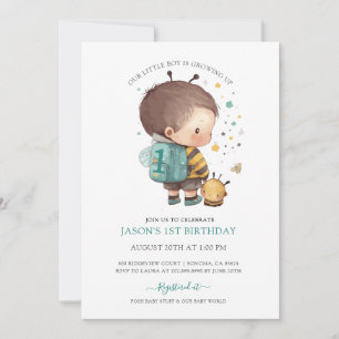 Boy Watercolor 1st Birthday I Invitation