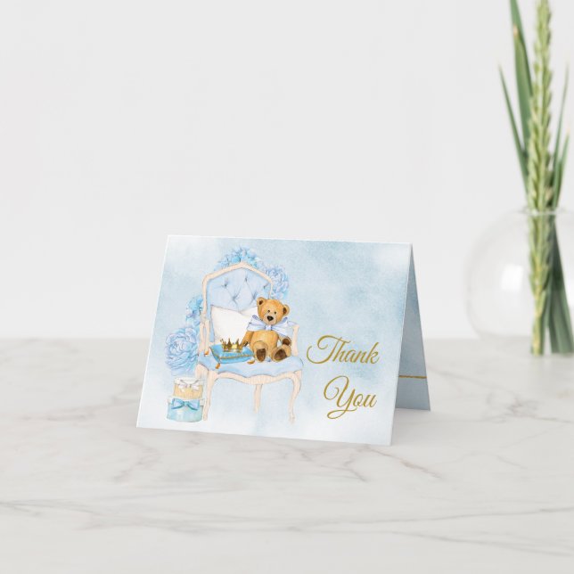 Boy Watercolor Baby Shower Thank You Cards (Front)