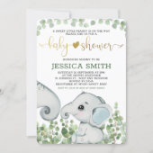 Boy Watercolor Elephant Baby Shower Invitation (Front)