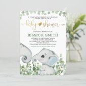 Boy Watercolor Elephant Baby Shower Invitation (Standing Front)