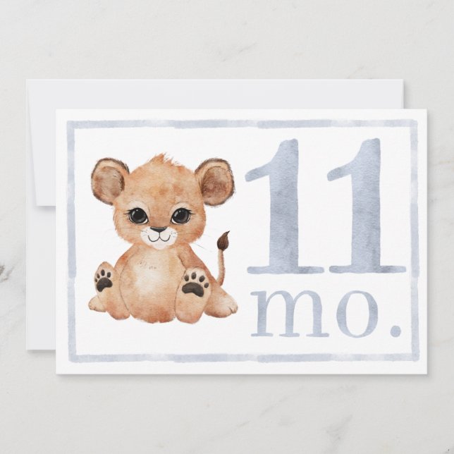 Boy Watercolor Milestone Eleven Month Old Card (Front)