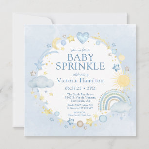 Boy Watercolor Rainbow Baby Sprinkle Invitation