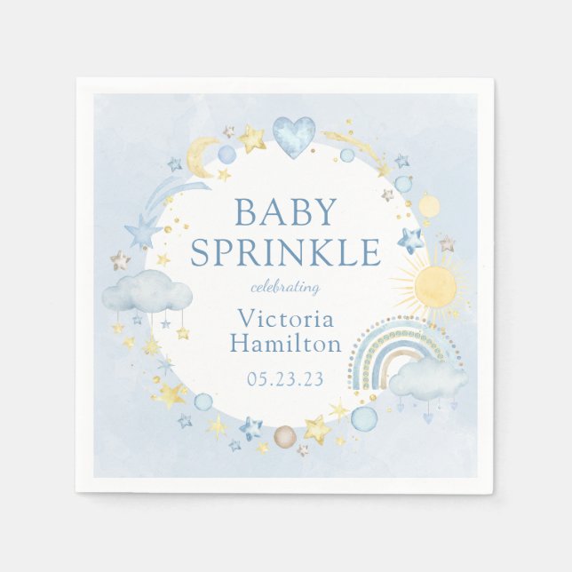 Boy Watercolor Rainbow Baby Sprinkle Napkins (Front)
