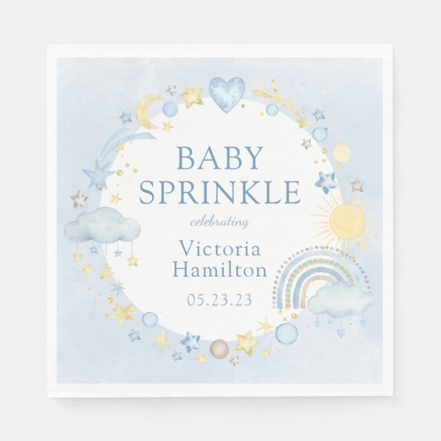 Boy Watercolor Rainbow Baby Sprinkle Napkins (Front)