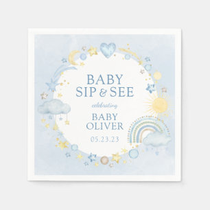 Boy Watercolor Rainbow Sip And See Napkins