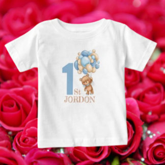 Boy We can Bearly Wait 1st Teddy Bear Baby T-Shirt