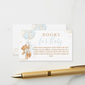 Boy We Can Bearly Wait Blue Baby Shower Enclosure Card