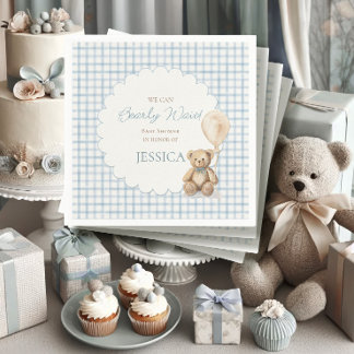Boy We Can Bearly Wait Teddy Bear Baby Shower Napkins
