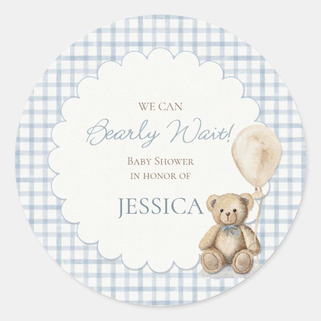 Boy We Can Bearly Wait Teddy Bear Envelope Seal (Front)
