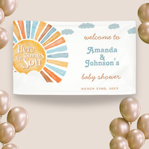Boy Welcome Here Comes the Son Baby Shower  Banner