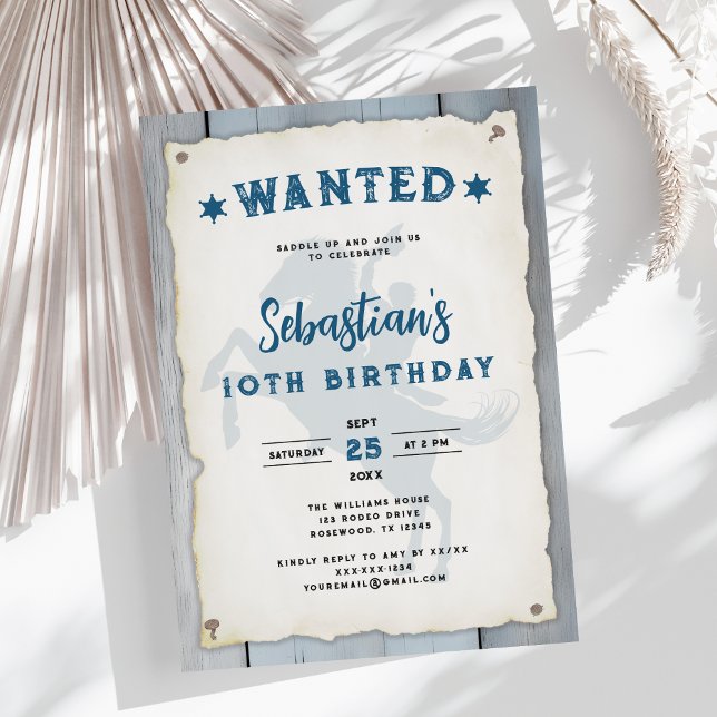 Boy Western Cowboy Rodeo 10th Birthday Invitation (Creator Uploaded)