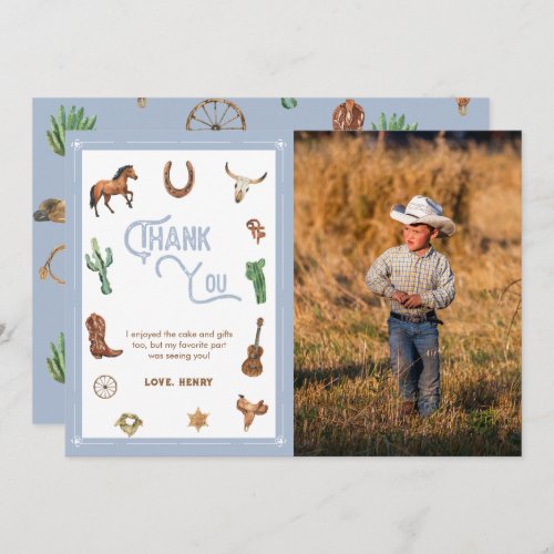 Boy Western First Birthday Rodeo Thank You Card