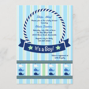 Boy - Whale Border Baby Shower Invitation