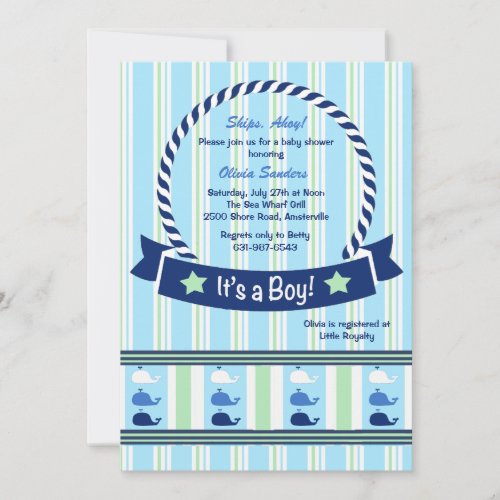 Boy - Whale Border Baby Shower Invitation