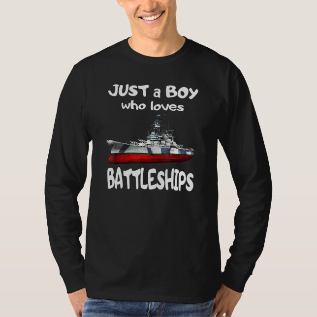 Boy Who Loves American Cold War Usa Battleships Io T-Shirt (Front)