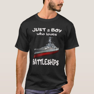 Boy Who Loves American USS Wisconsin BB 64 WW2 Bat T-Shirt
