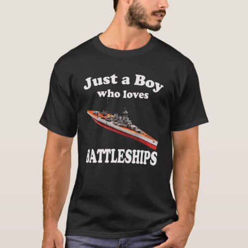 Boy Who Loves British Battleship HMS Hood WW2 Batt T_Shirt