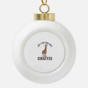 Boy Who Loves Giraffes Vintage Engraving Shirt_1 Ceramic Ball Christmas Ornament
