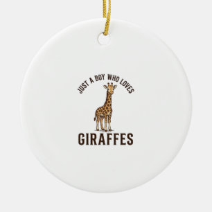 Boy Who Loves Giraffes Vintage Engraving Shirt_1 Ceramic Ornament