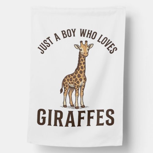 Boy Who Loves Giraffes Vintage Engraving Shirt_1 House Flag